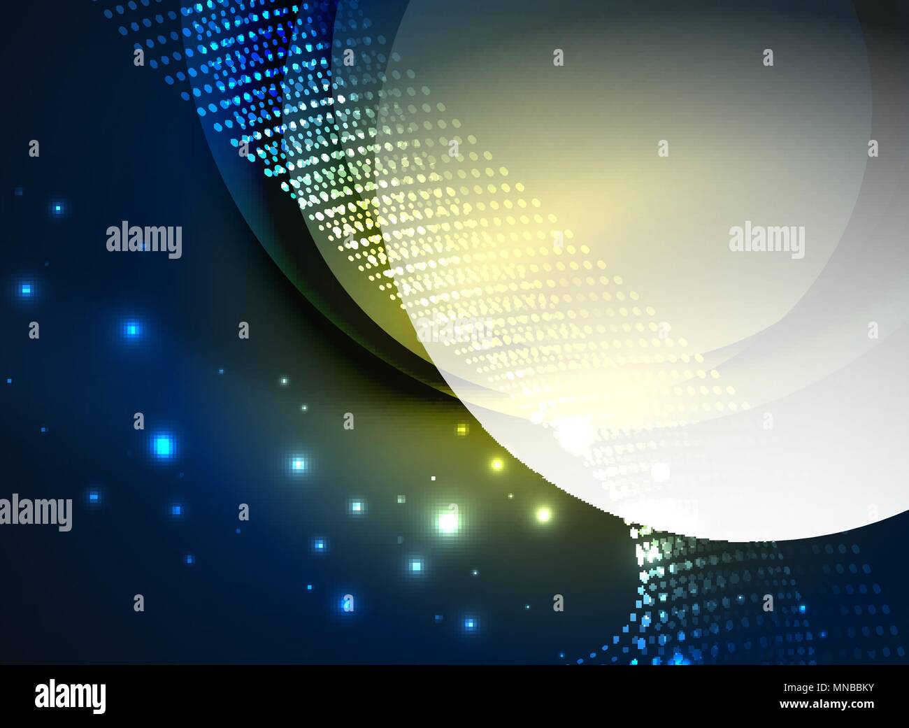 Glowing wave created with particles on dark color background. Glowing ...