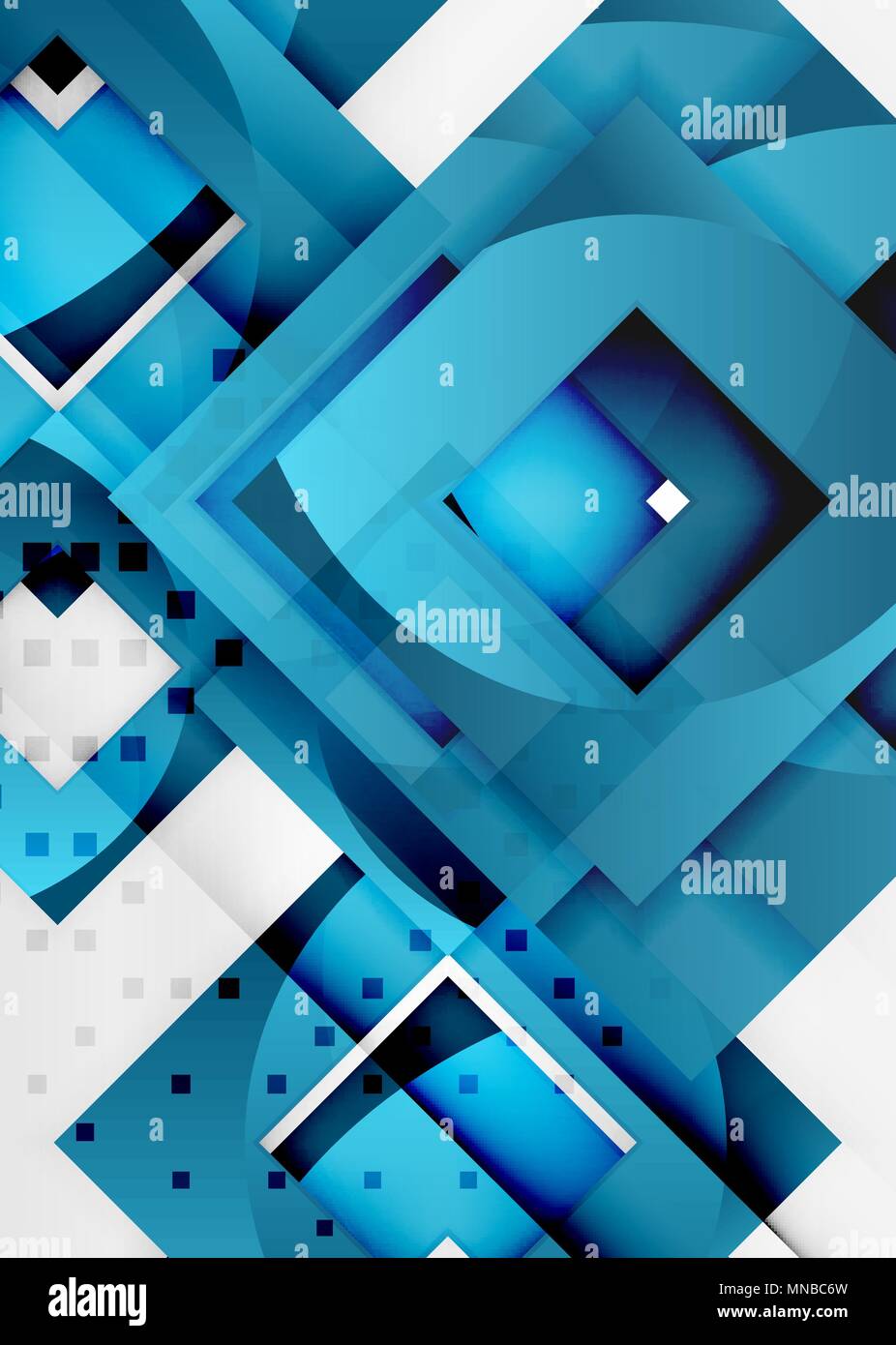 Squares geometric object in light 3d space, abstract background ...