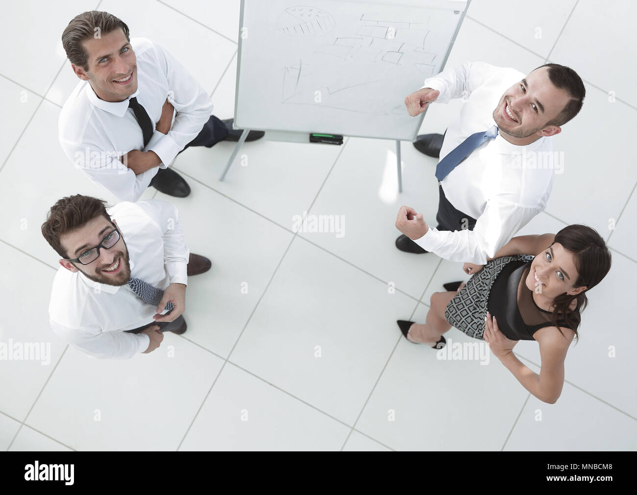 view from the top. business team standing in office hall Stock Photo ...
