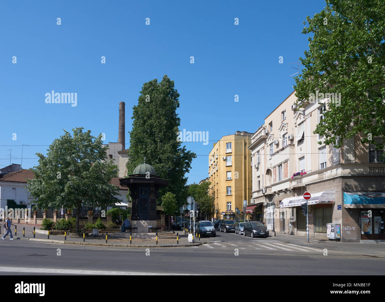 Belgrade, Serbia - May 02, 2018: View of Cara Dusana street with restaurant Skadarlija on the left Stock Photo