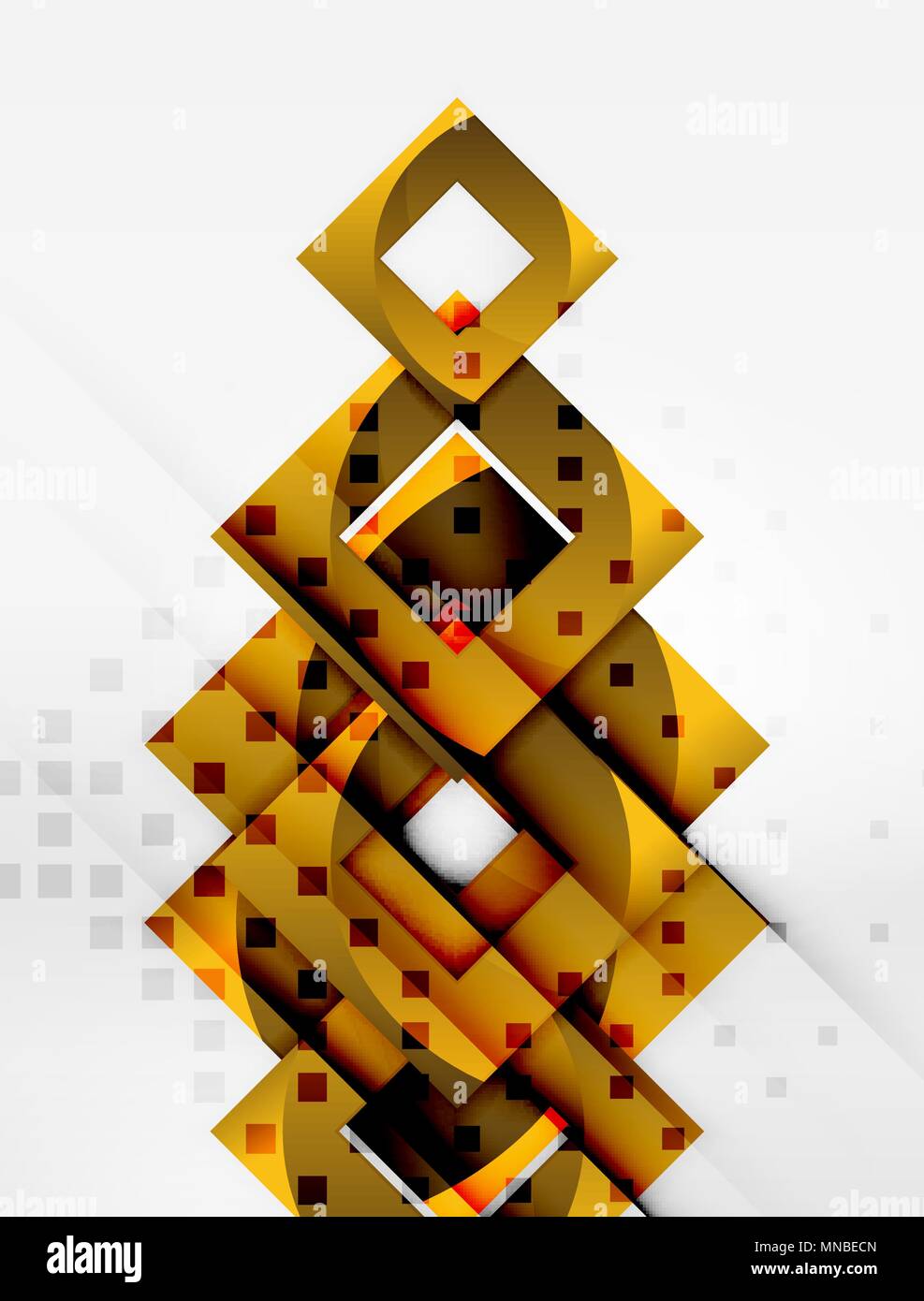 Squares geometric object in light 3d space, abstract background ...