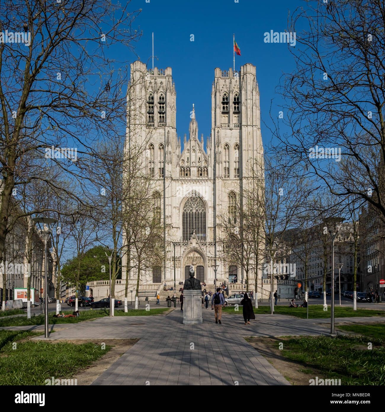 Cathedral of St. Michael and St. Gudula in Brussels, Belgium. Stock Photo