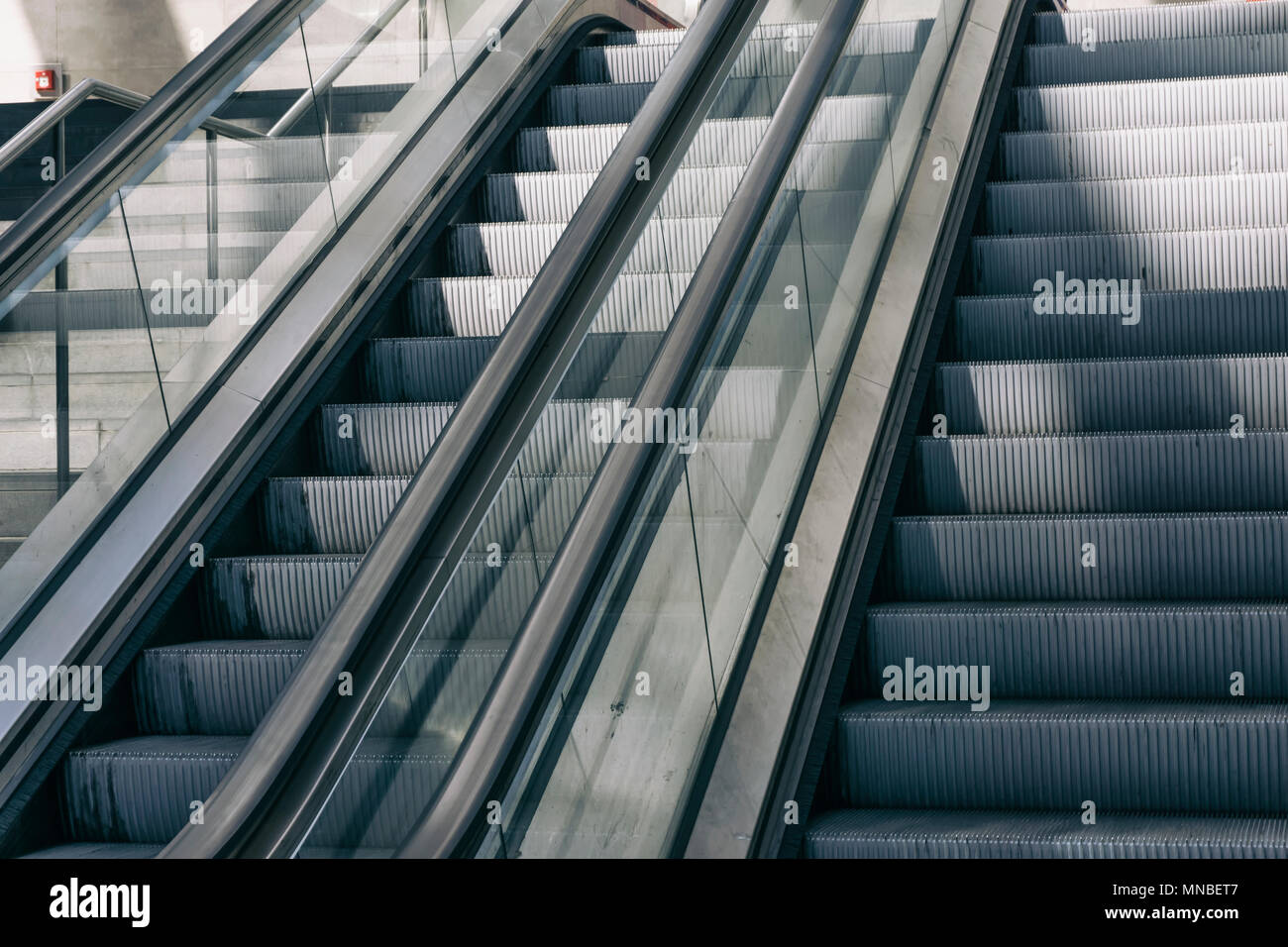 Berlin, Germany, May 07, 2018: Staircase and escalator Stock Photo
