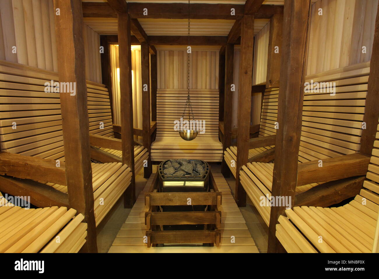 Sauna room with traditional sauna accessories Stock Photo Alamy