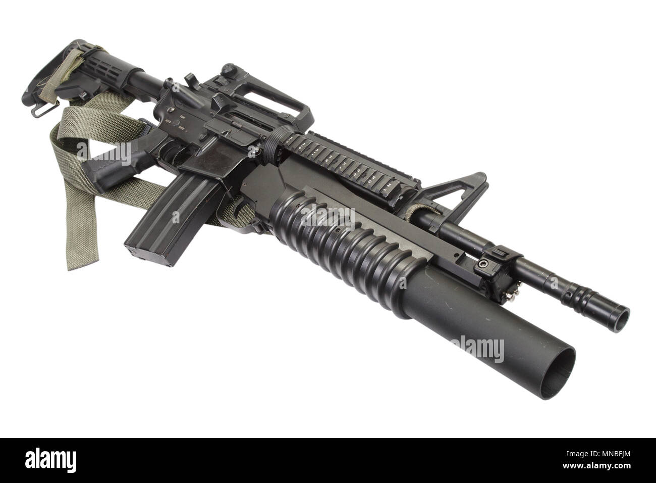 M4 carbine equipped with an M203 grenade launcher Stock Photo