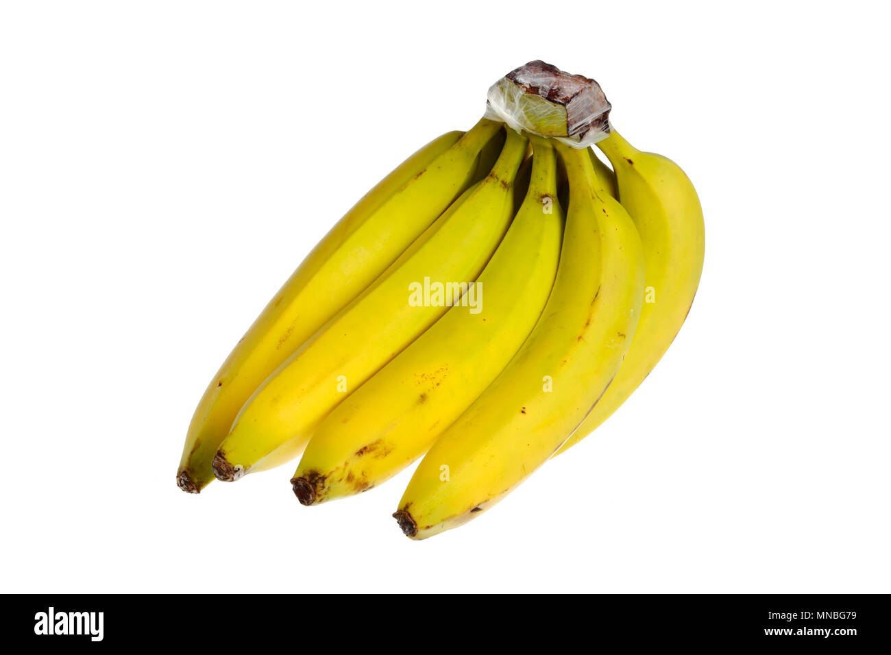 One cluster of ripe yellow bananas isolated on white background Stock ...