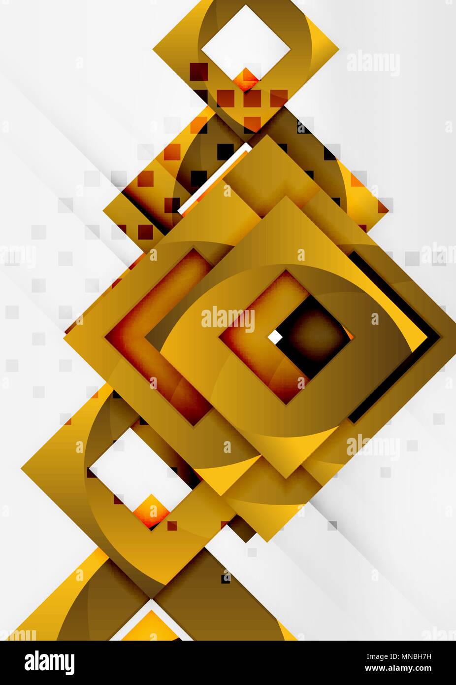 Squares geometric object in light 3d space, abstract background ...