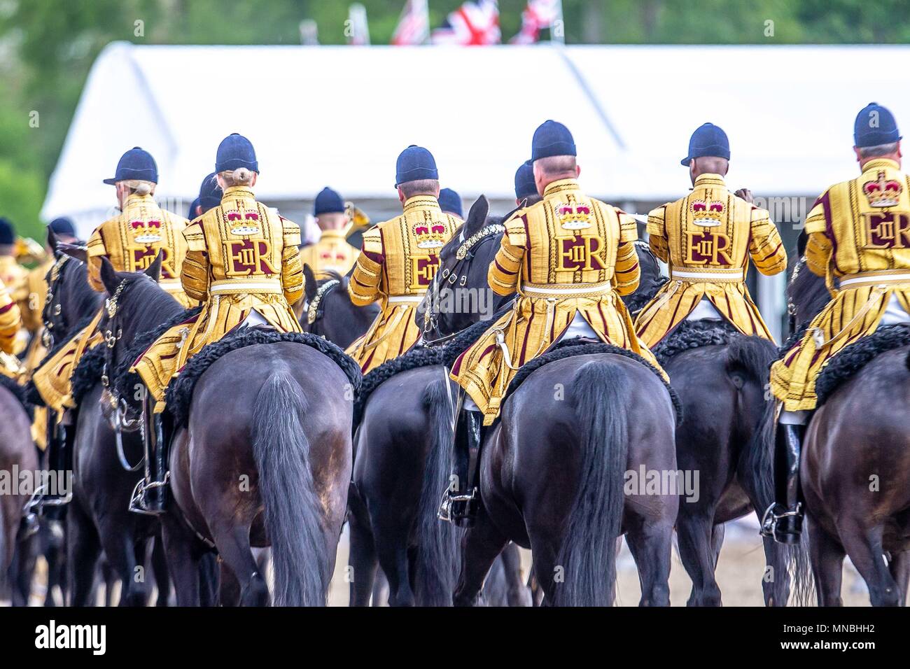 Day 2. Royal Windsor Horse Show. Windsor. Berkshire. UK.  Band of the Household Cavalry. 10/05/2018. Stock Photo