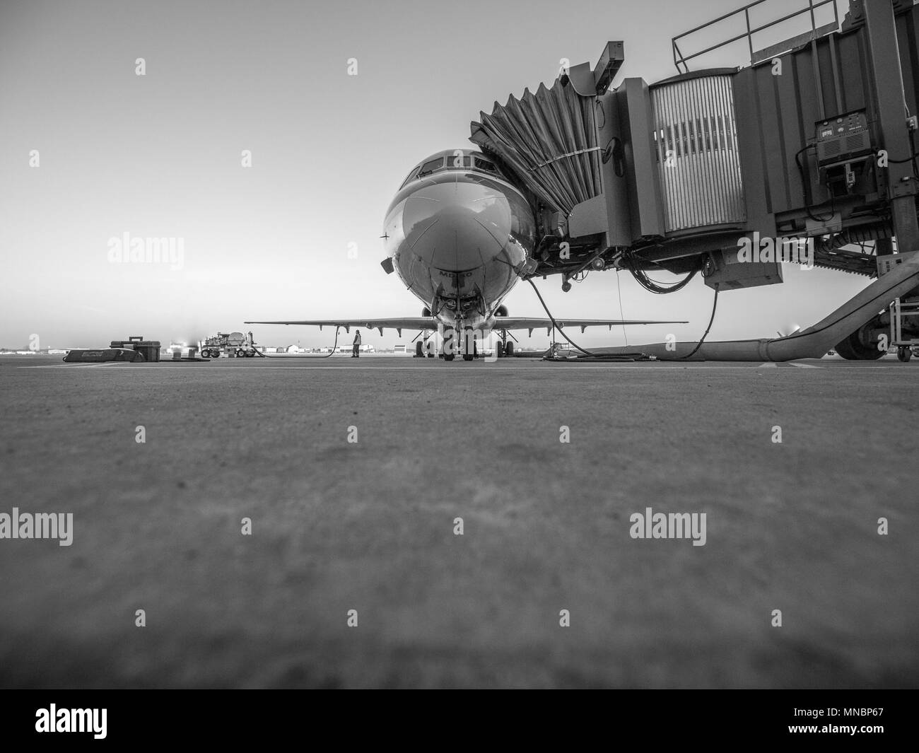 Commercial jet provisioning for flight and fueling Stock Photo