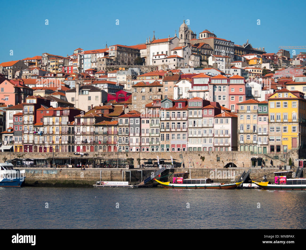 Oporto Douro riverside neighbourhood seen from Vila Nova de Gaia Stock Photo