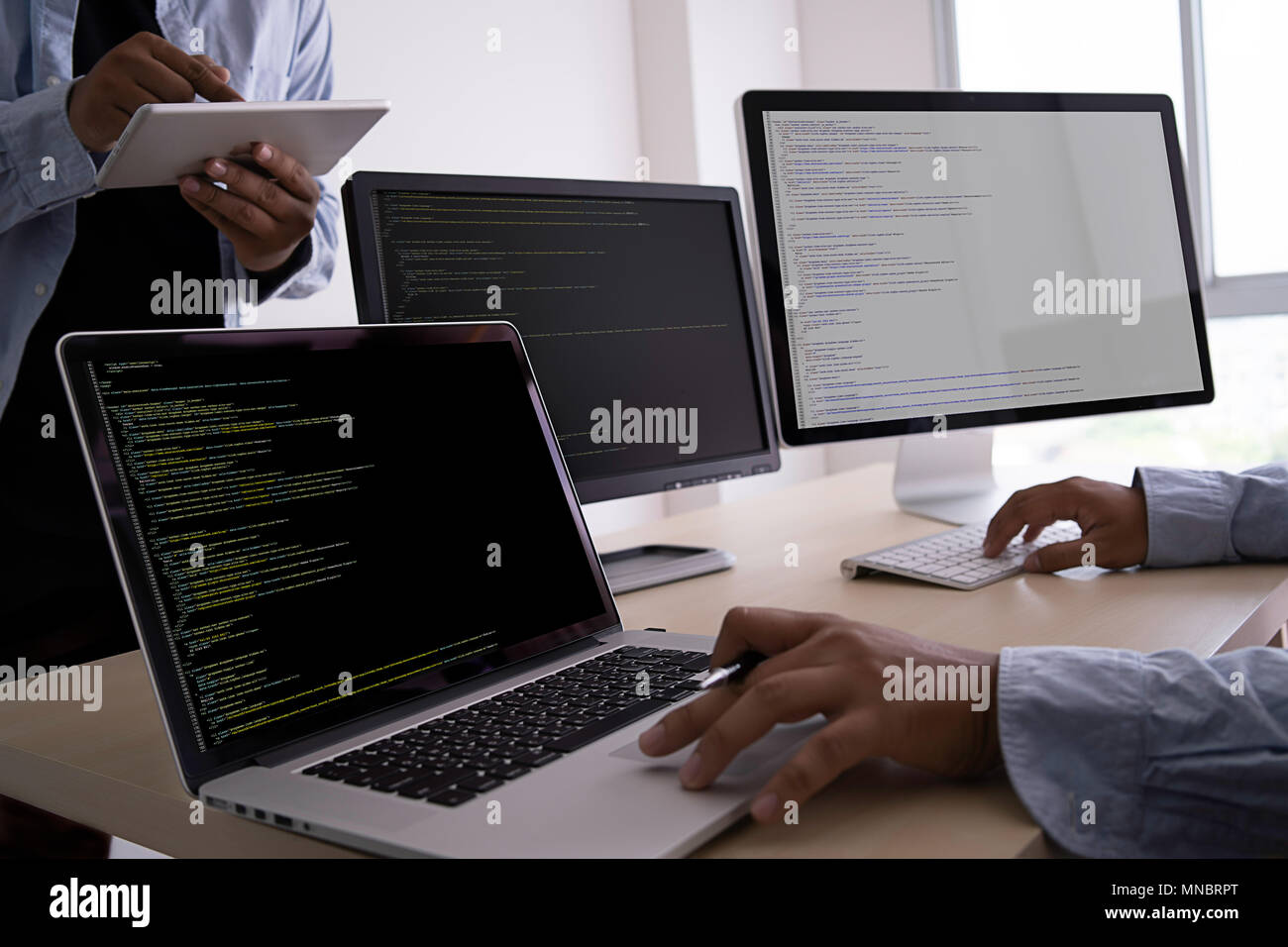 Programmer working Developing programming technologies Web Design ...