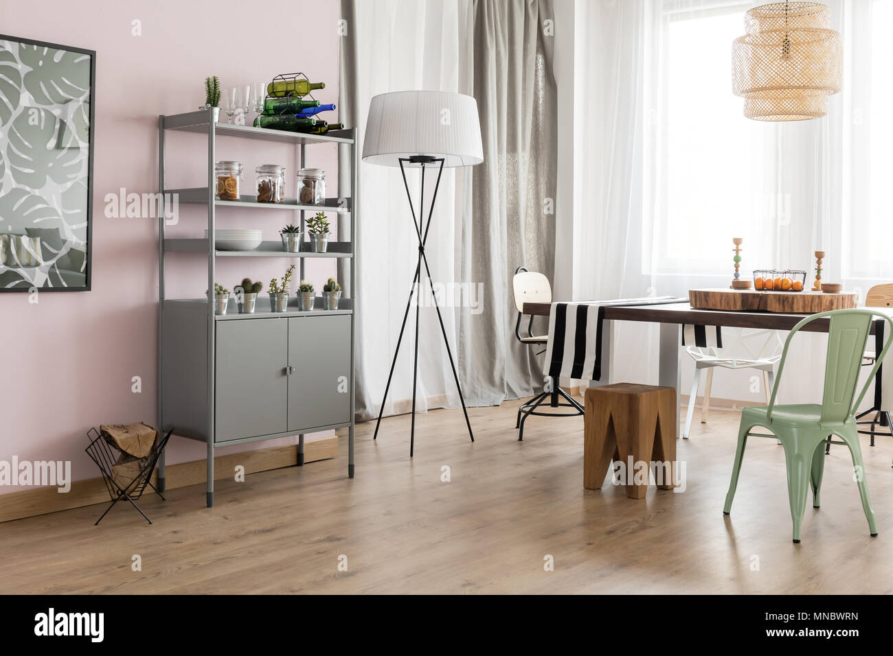 Bright dining room interior with modern design Stock Photo - Alamy