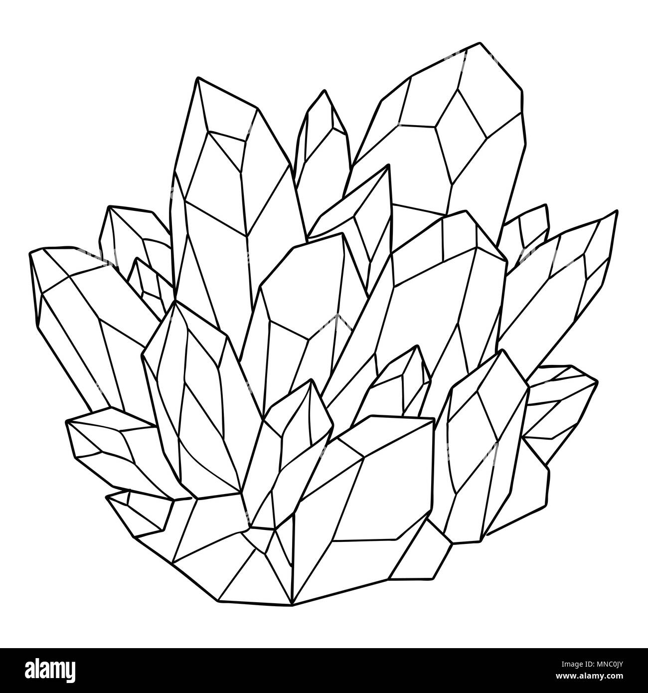 Hand drawn crystal for coloring book page and illustration. Stock Vector Stock Vector