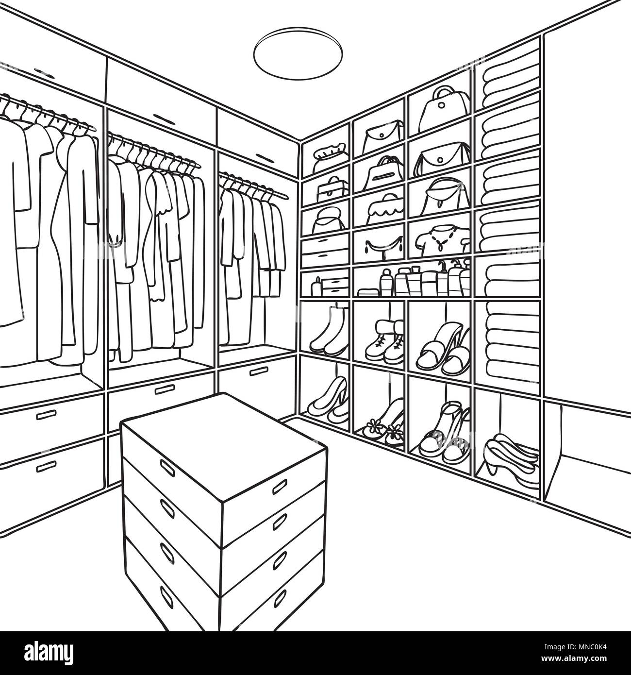 Hand drawn dressing room for illustration and coloring book page Stock Vector Image & Art Alamy