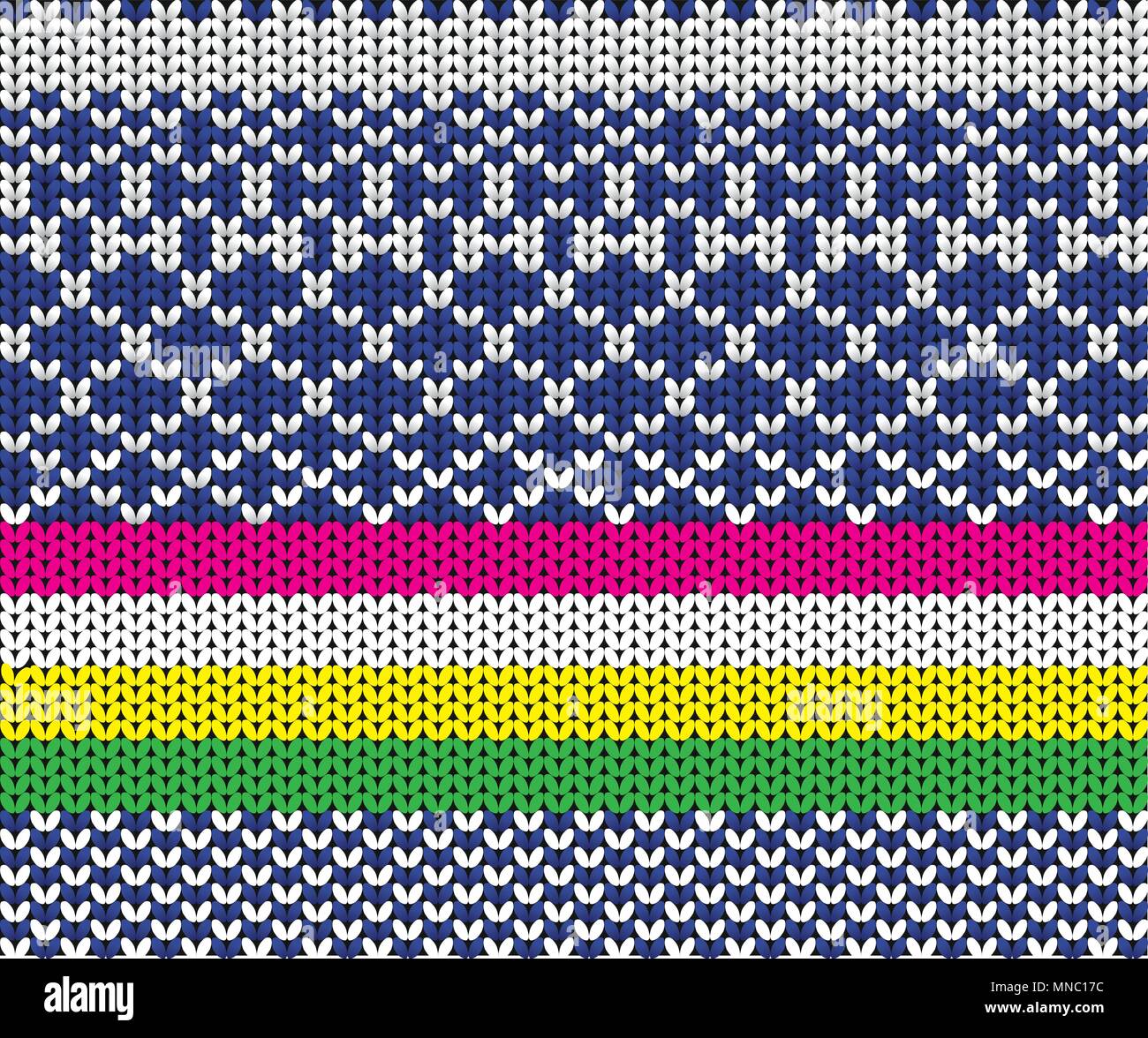 Multi-colored knitted texture with a pattern of different colors Stock Vector