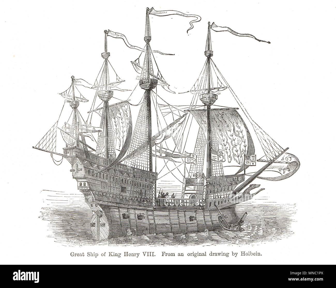 Great Harry, biggest ship of Henry VIII, Henry Grace a Dieu, Henry Grace of God Stock Photo