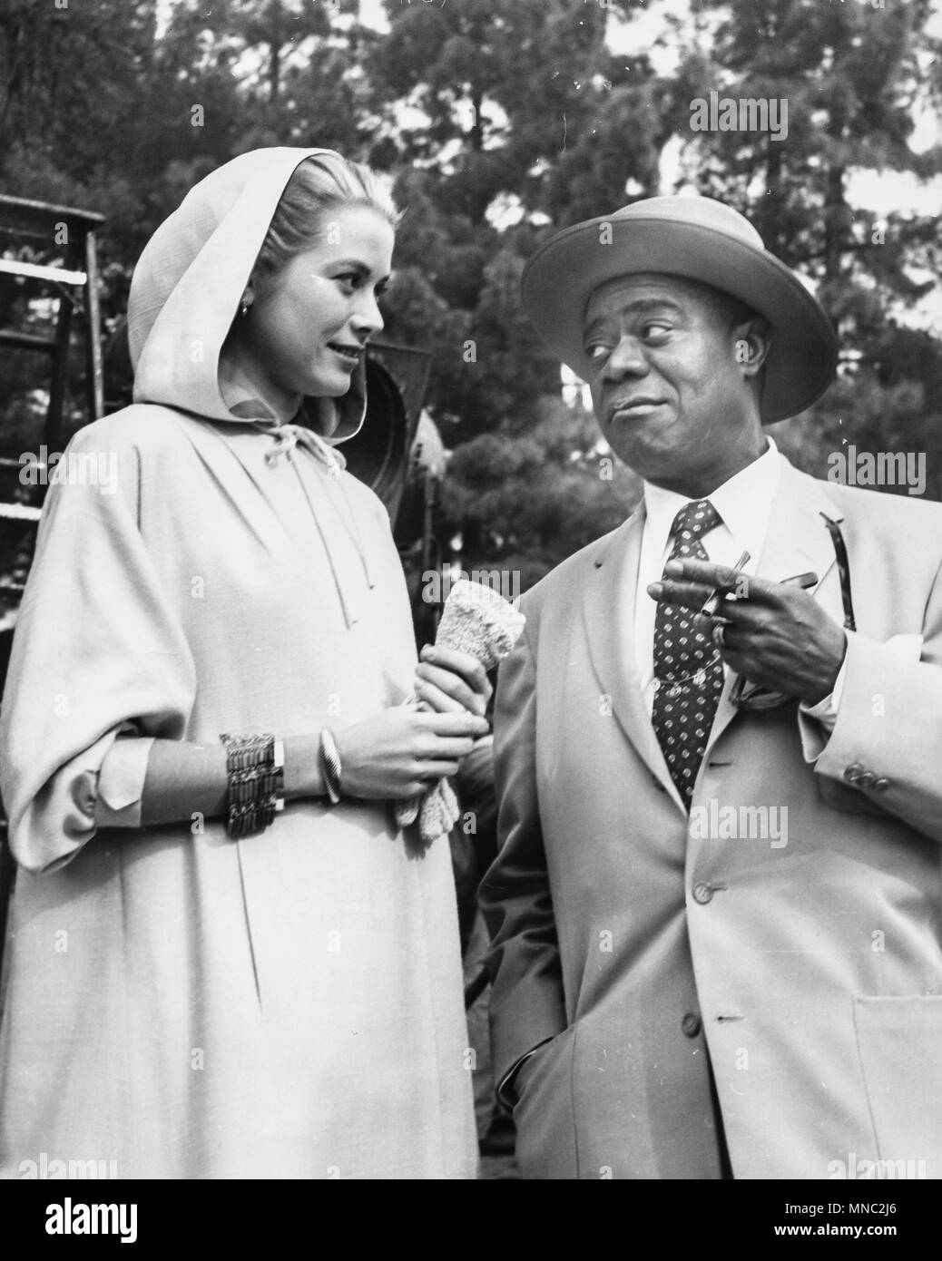grace kelly and louis armstrong, hollywood 1956 Stock Photo