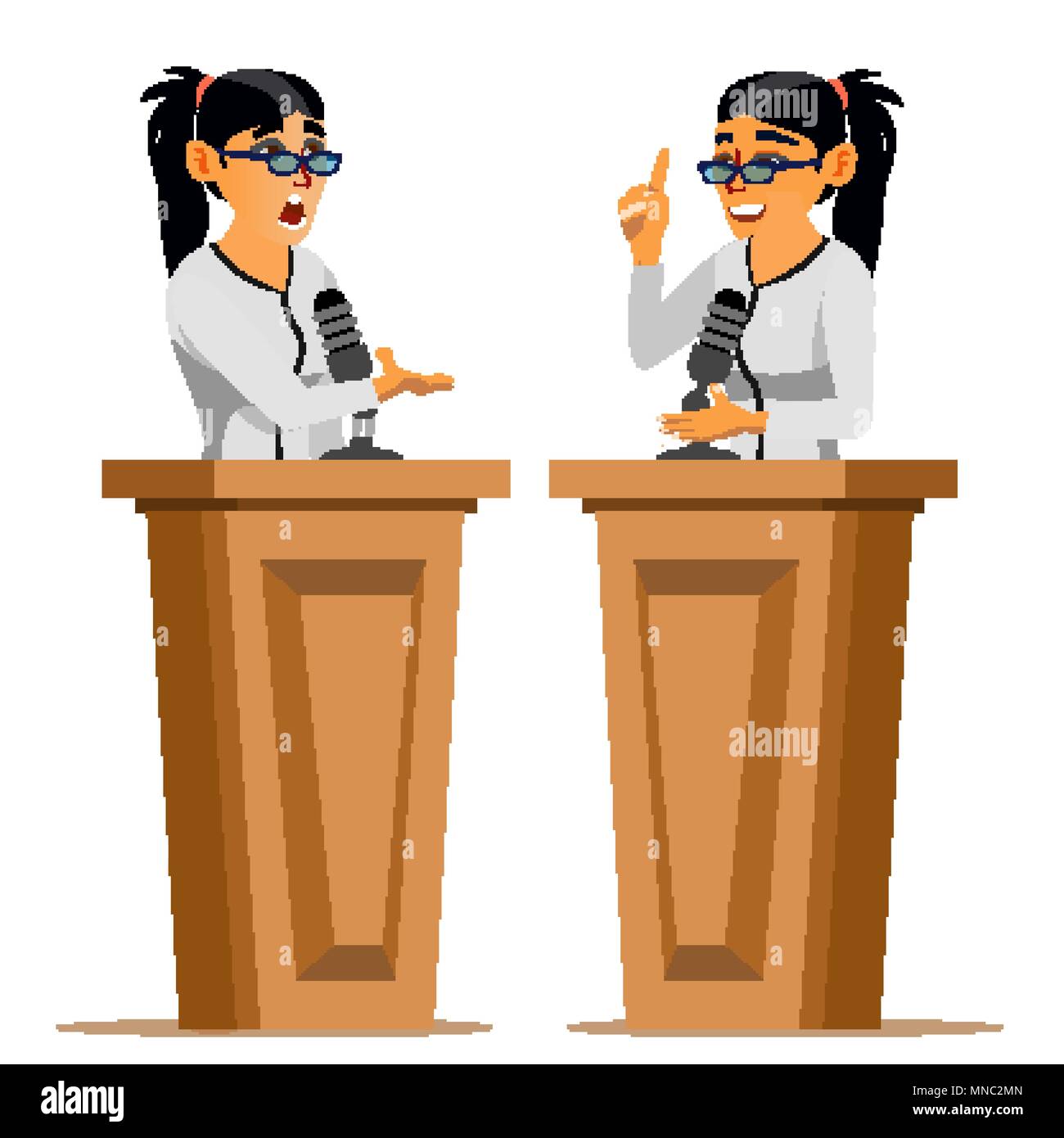 Speaker Woman Vector. Business Woman, Politician Giving Speech. Rostrum.  Candidate. Isolated Flat Cartoon Character Illustration Stock Vector Image  & Art - Alamy