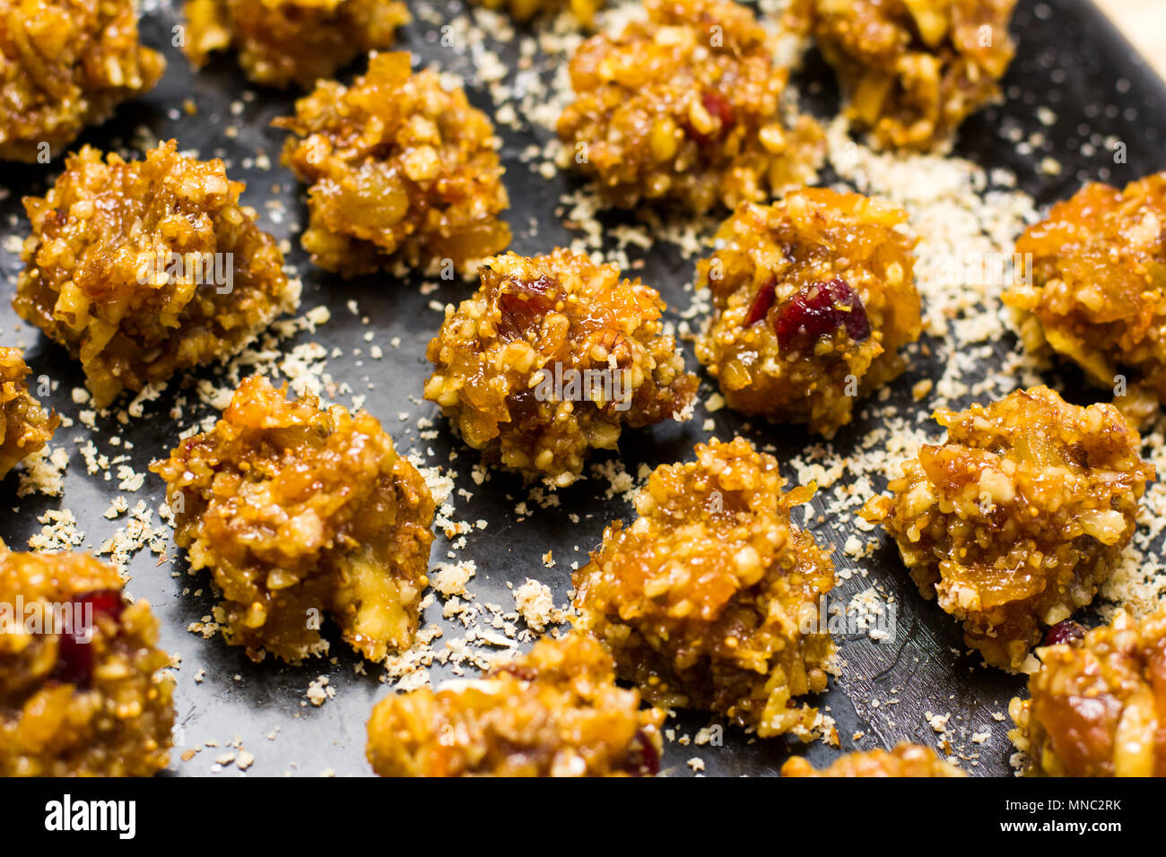 Bunch of crunchy homemade dessert cookies on a plate Stock Photo