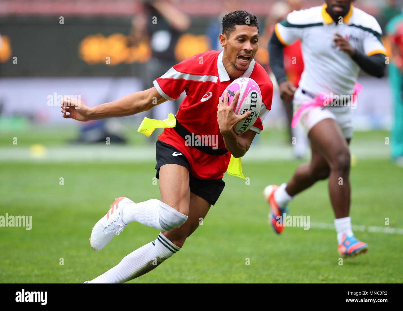 TAG Rugby match where Wayde van Niekerk, the IAAF world record holder and world champion, injured his knee at DHL Newlands on Saturday 7 October 2017 Stock Photo