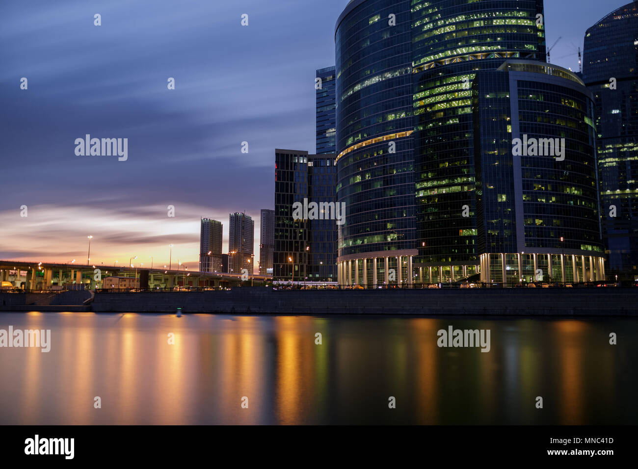 Moscow City modern urban landscape. Night view Stock Photo