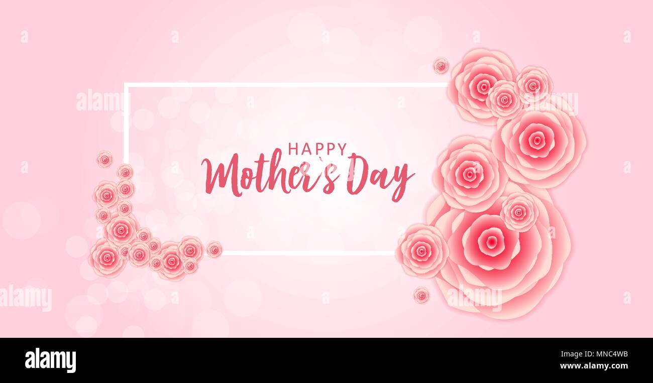 Happy Mothers Day Greeting Card With Paper Origami Flowers