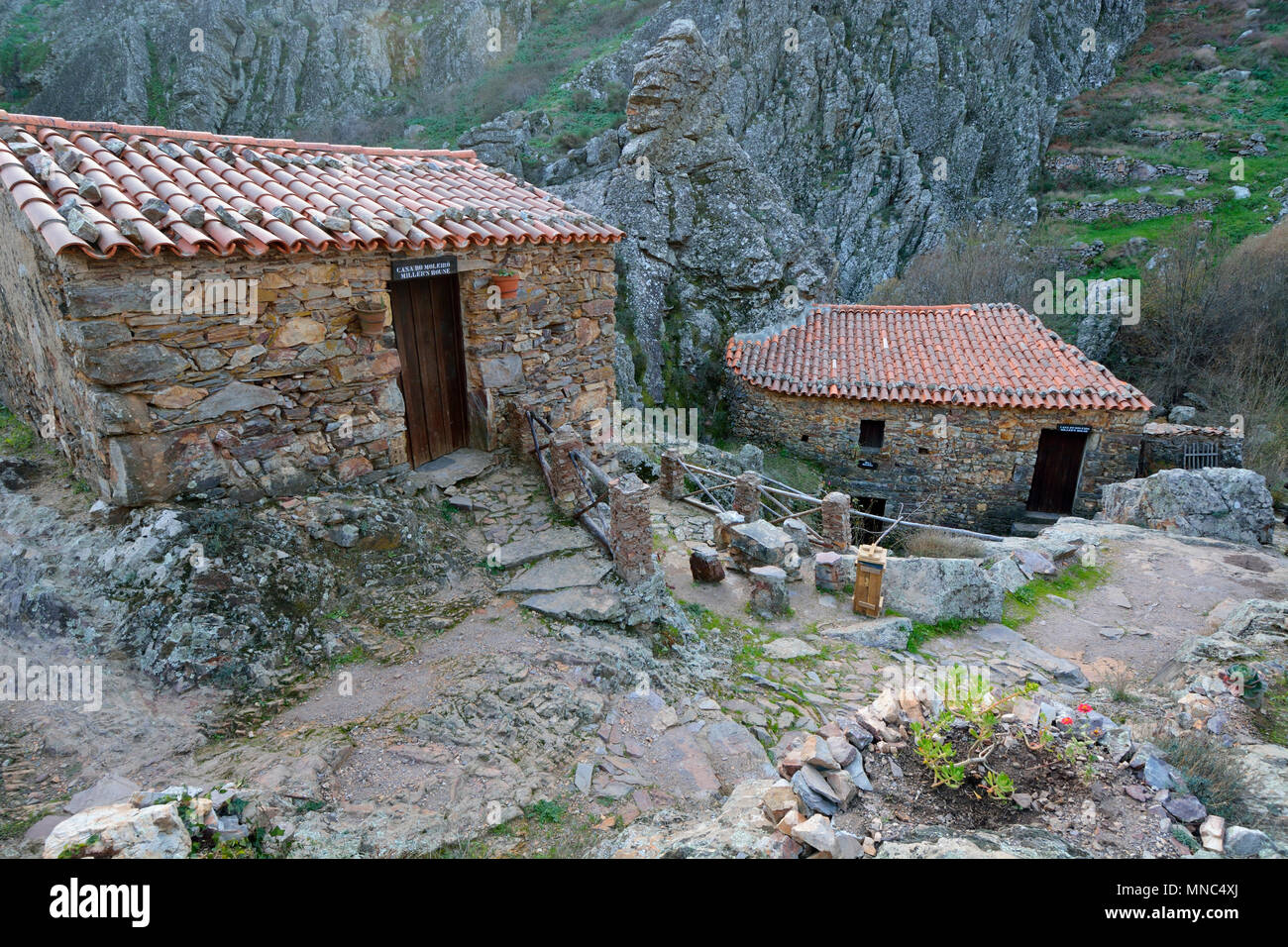 Watermills in the geological park of Penha Garcia. Beira Baixa, Portugal Stock Photo