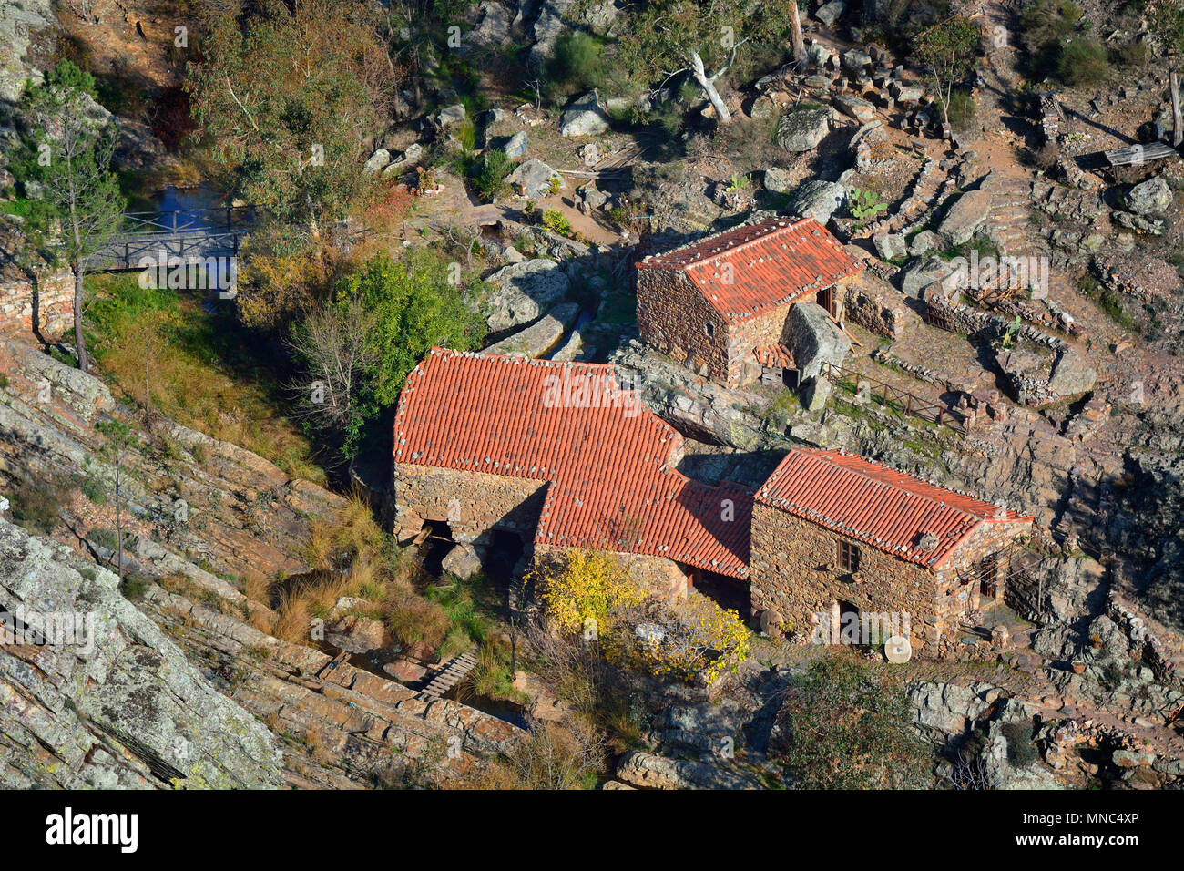 Watermills in the geological park of Penha Garcia. Beira Baixa, Portugal Stock Photo