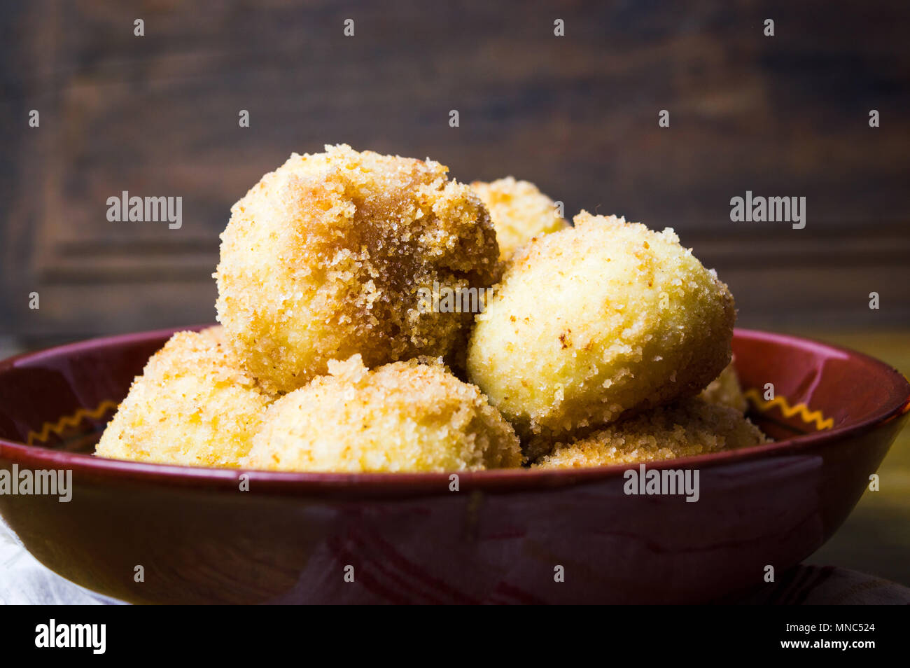Bread crumb dumplings served in a bowl Stock Photo