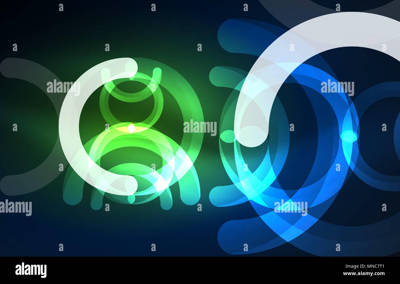 Abstract digital technology background. Abstract digital technology background, round shape with glowing effects on dark space Stock Vector