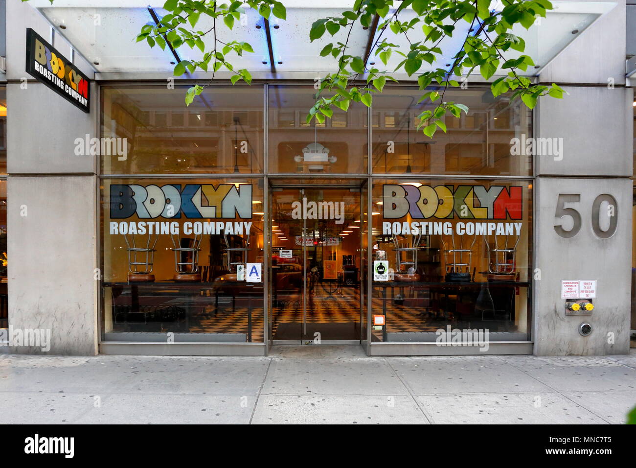 Brooklyn Roasting Company, 50 W 23rd St, New York, NY. exterior storefront of a coffee shop in the Chelsea neighborhood of Manhattan. Stock Photo