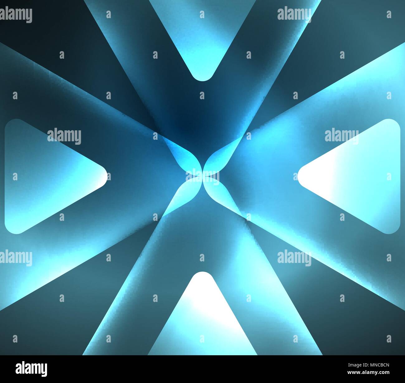 Glass glowing bright triangles on dark space design abstract background ...