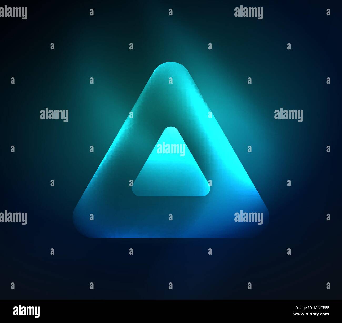 Bright Triangle Shape Glass glowing bright triangles on dark space design abstract background ...