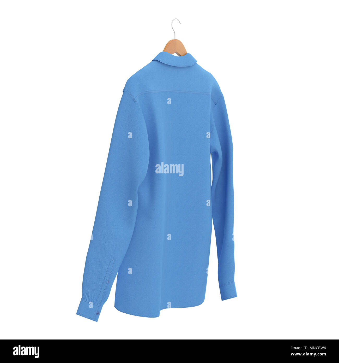 Blue Shirt On Hanger on white background. 3D illustration Stock Photo