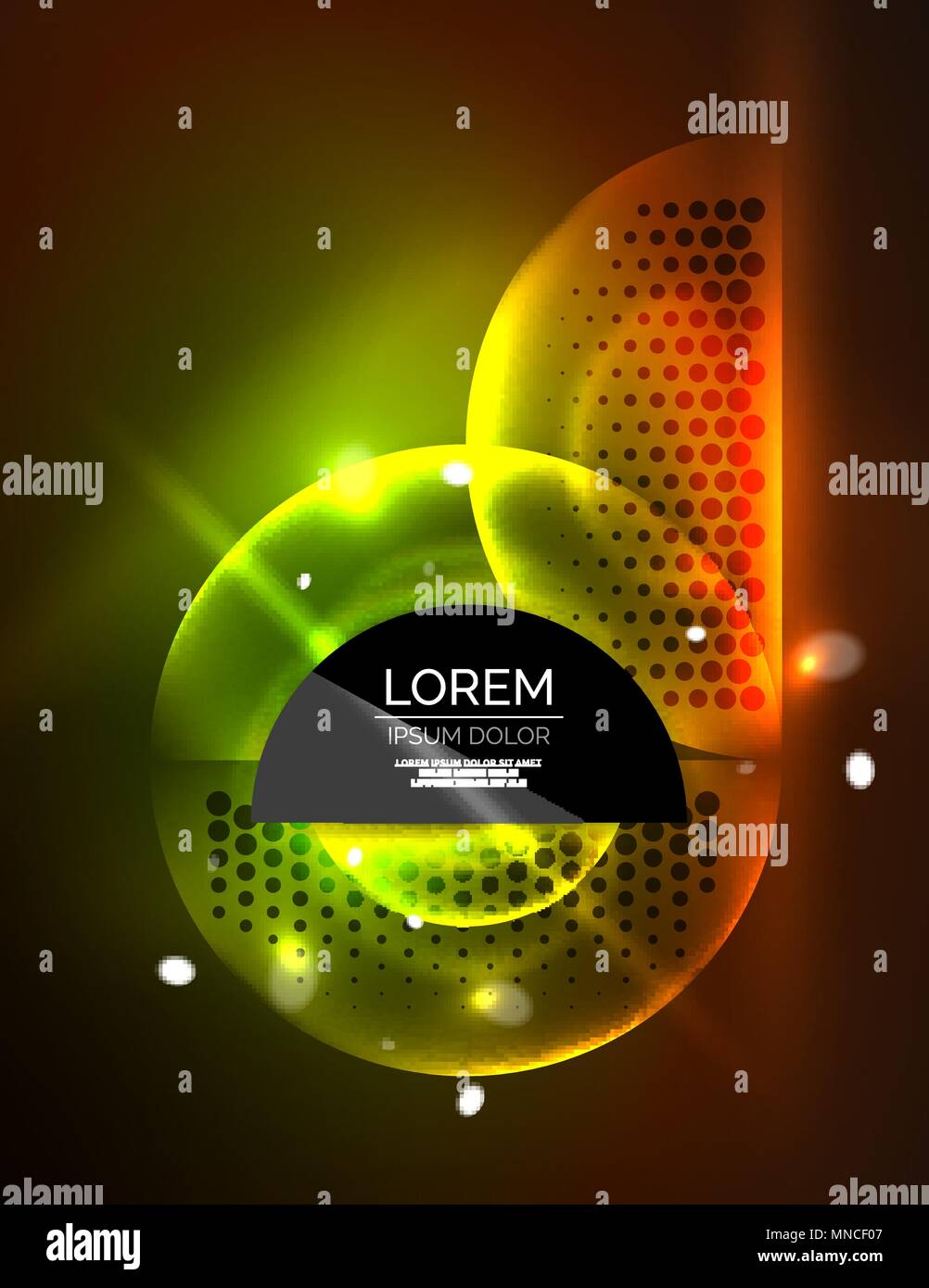 Round shapes, neon glowing trasparent elements. Vector abstract ...