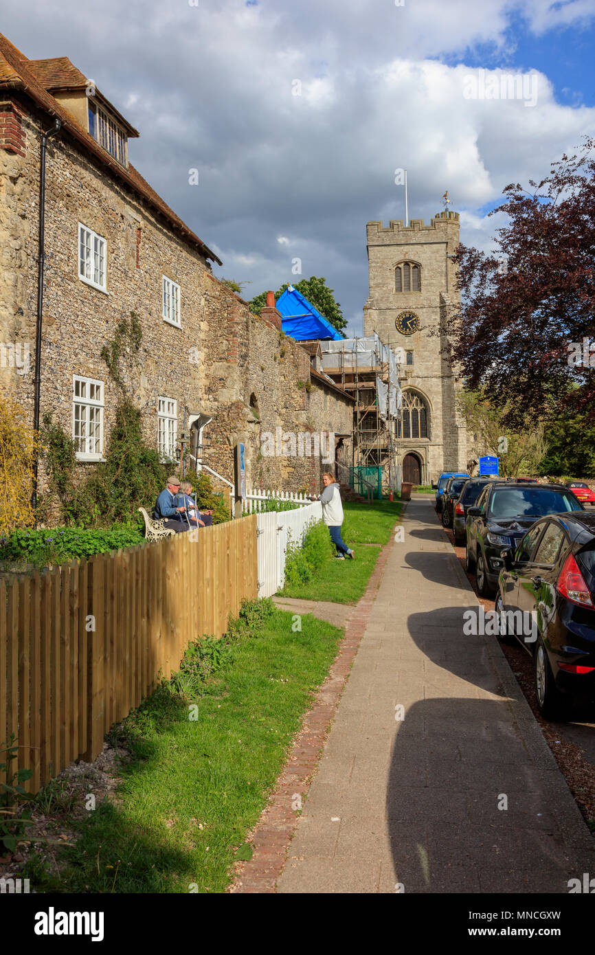 Market Place in Charing Kent, UK. With views of the Church of St Peter