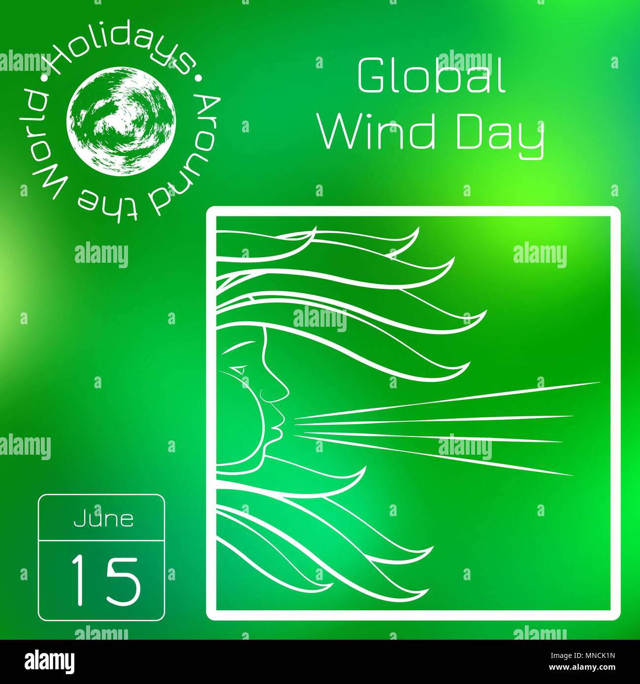 Calendar. Holidays Around the World. Event of each day. Green blur