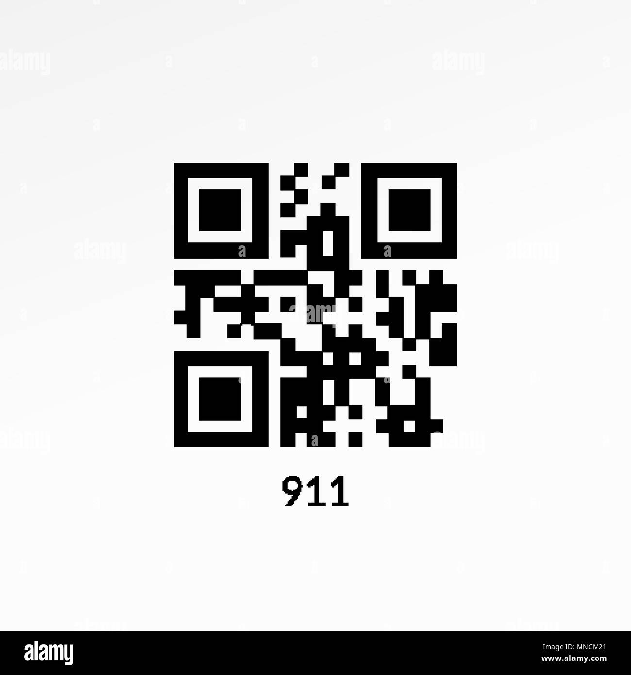 911 QR code sign. Emergency barcode icon illustration Stock Vector