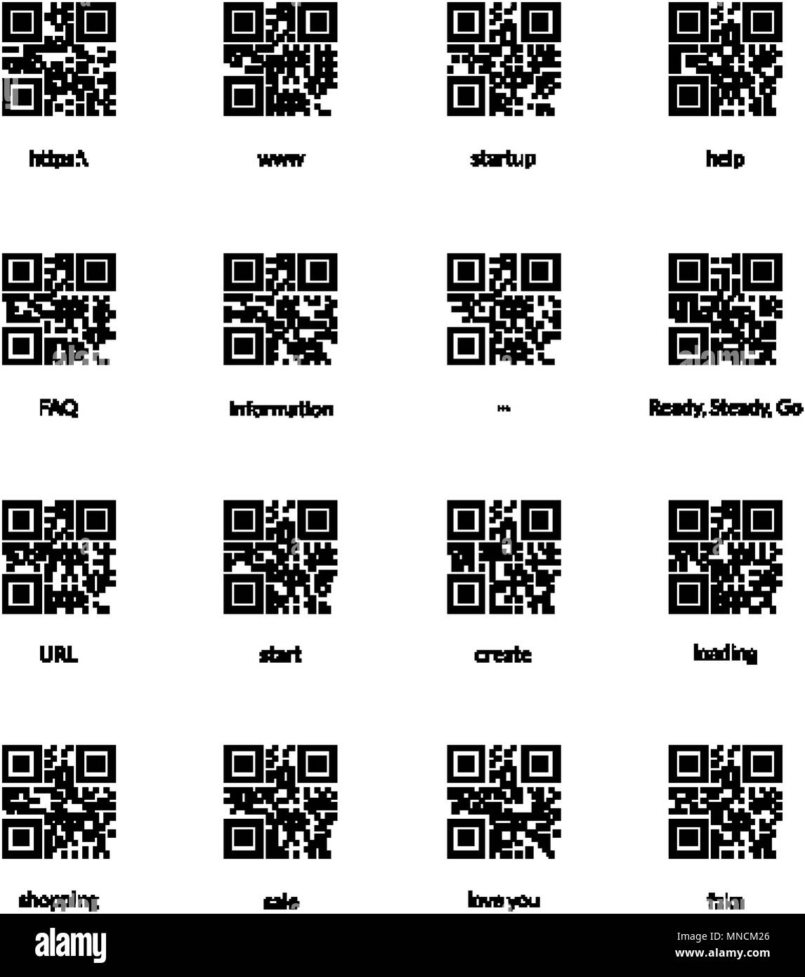 Digital matrix qr codes set for design Stock Vector