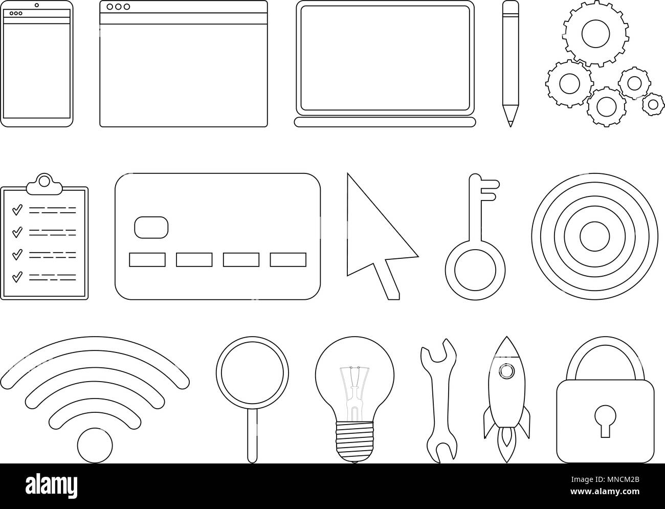 Business and startup related thin line icons set Stock Vector Image ...