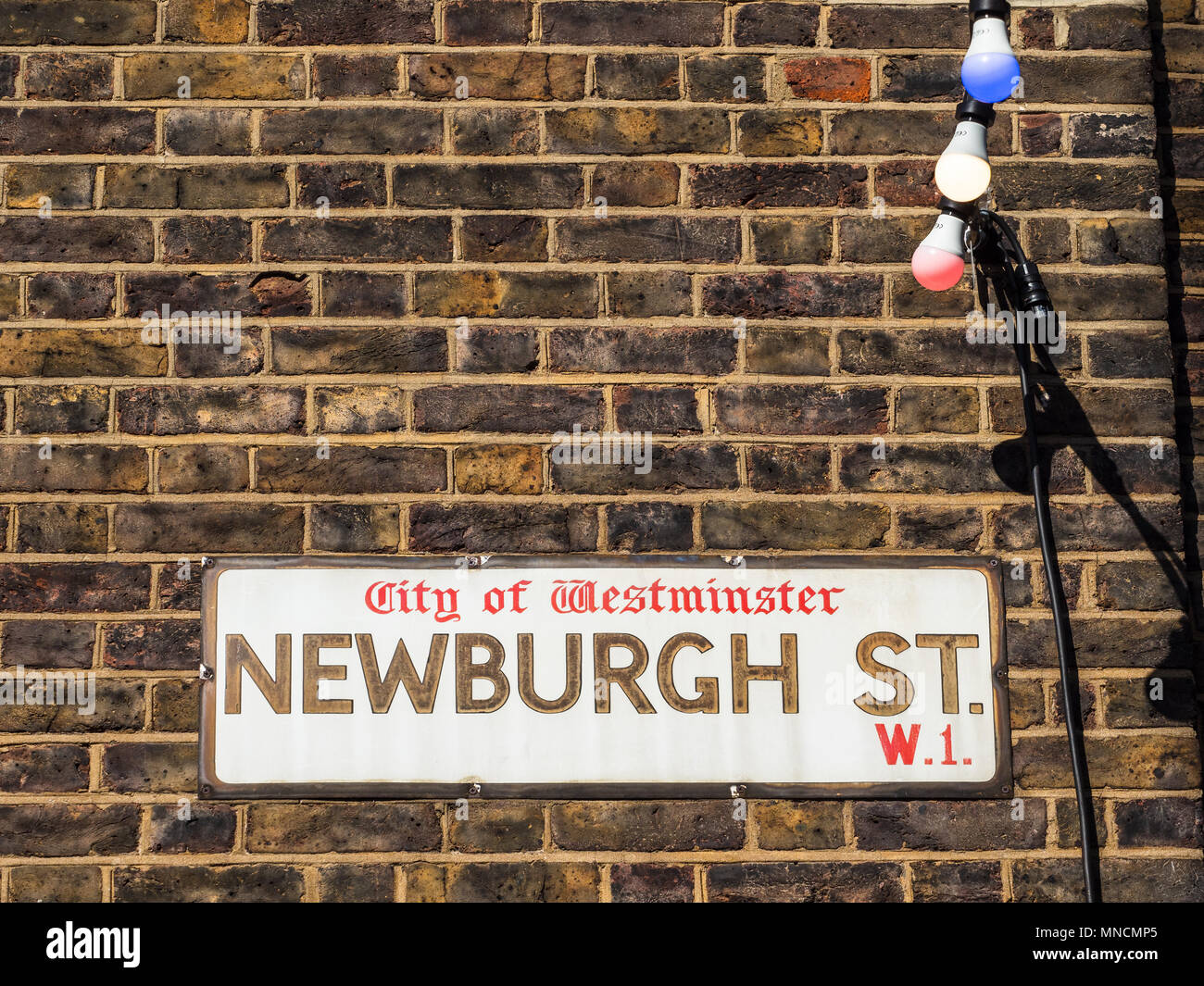 Soho Street Signs Series - Newburgh Street - London's Soho district Street Signs Stock Photo