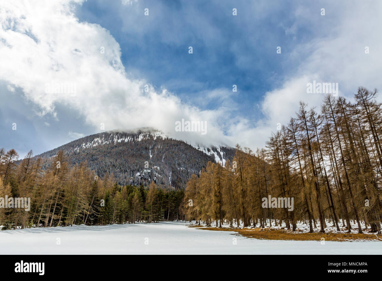 Winter mountain landscape with snow, near Innsbruck, Tyrol, Austria Stock Photo