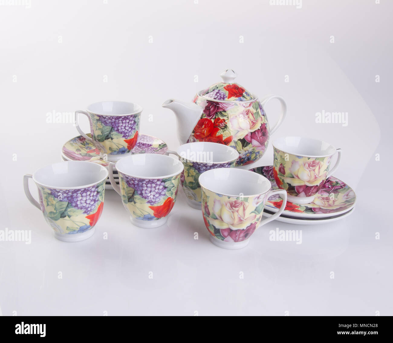 Teapot Barcelona Gaudi Mosaic Ceramic Teapot Cup Saucer 4Pc Tea Set