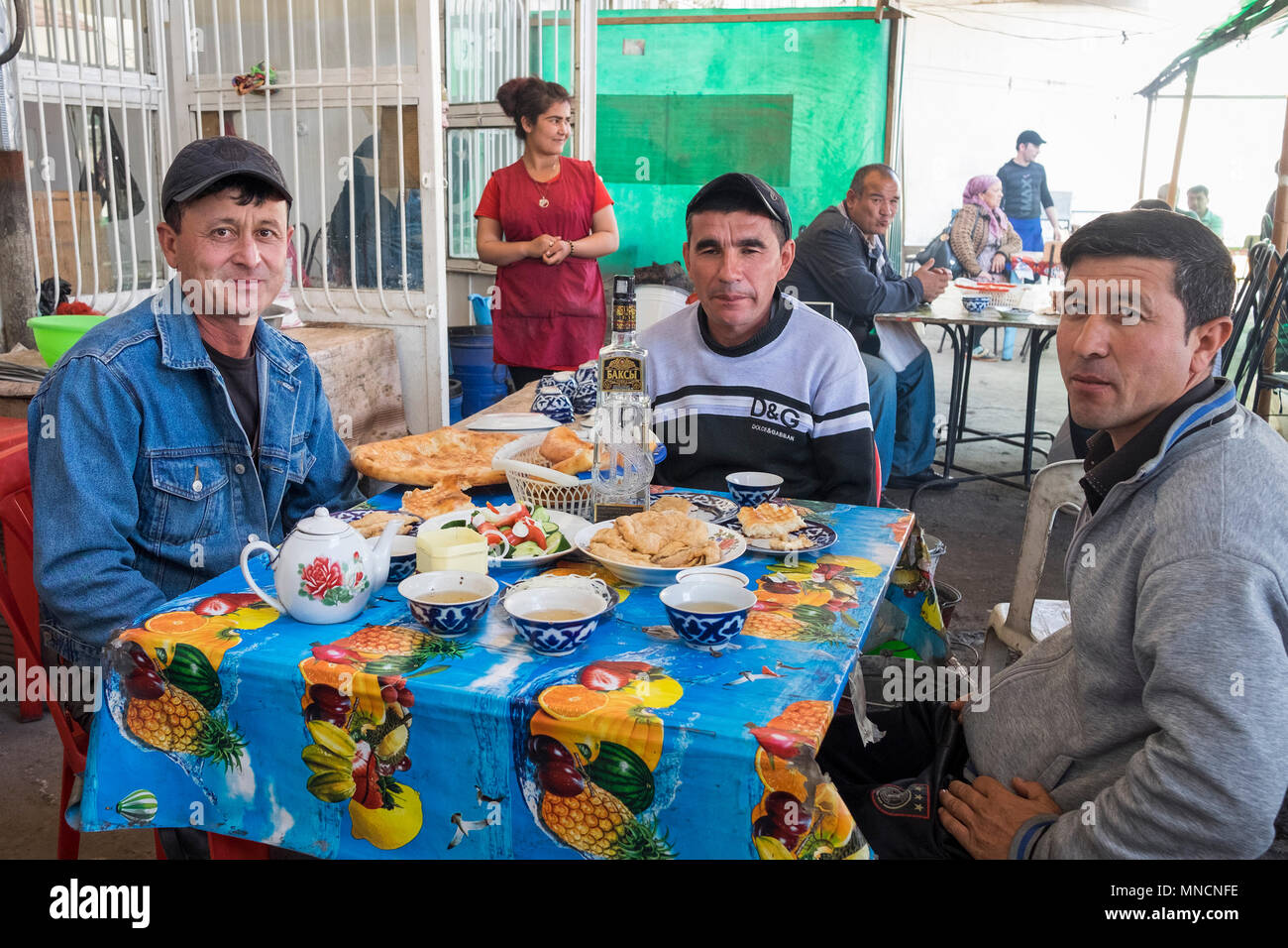 Uzbekistan, surroundings of Bukhara, local market, restaurant Stock Photo