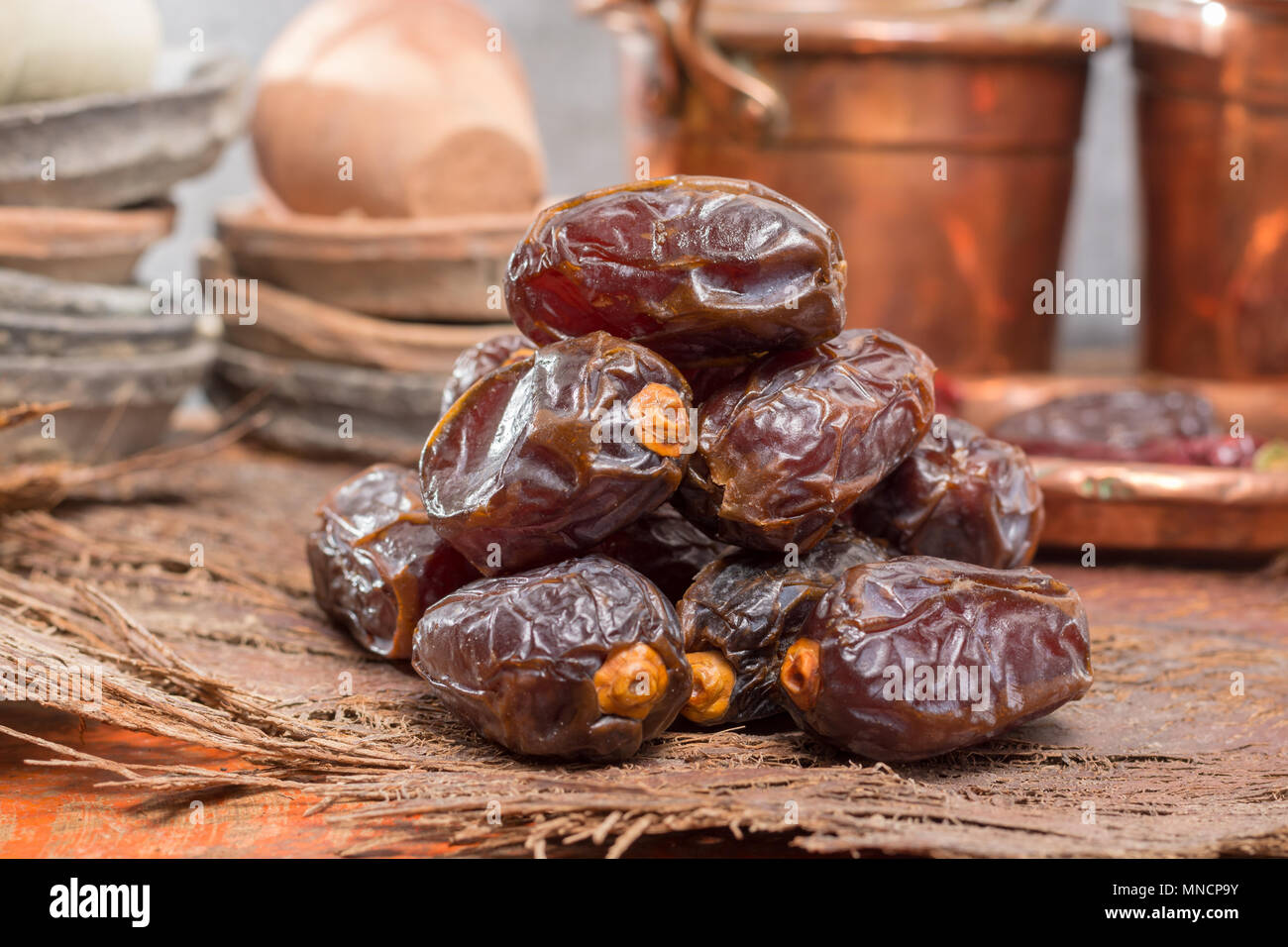 Traditional Middle East dessert, healthy food, big medjool dates fruits