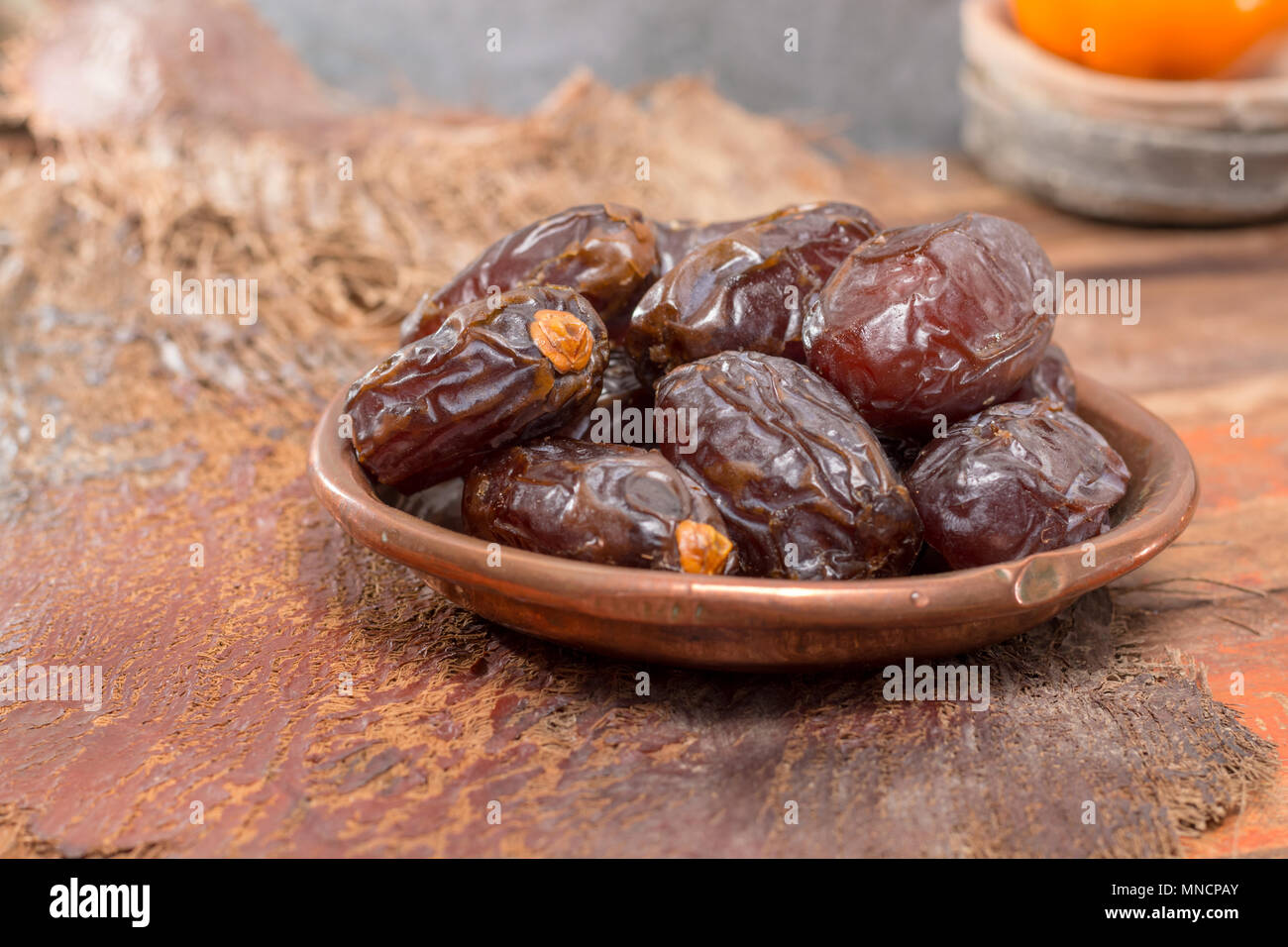 Traditional Middle East dessert, healthy food, big medjool dates fruits
