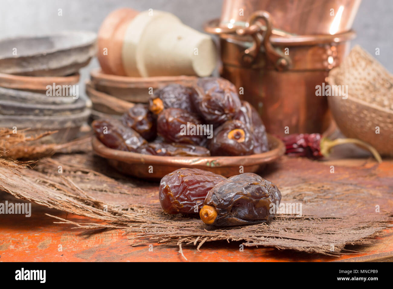 Traditional Middle East dessert, healthy food, big medjool dates fruits