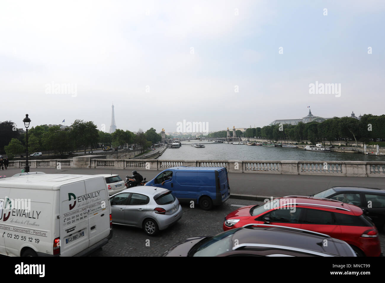 The River Seine, Paris sights, Paris, France, 15 May 2018, Photo by Richard Goldschmidt Stock Photo