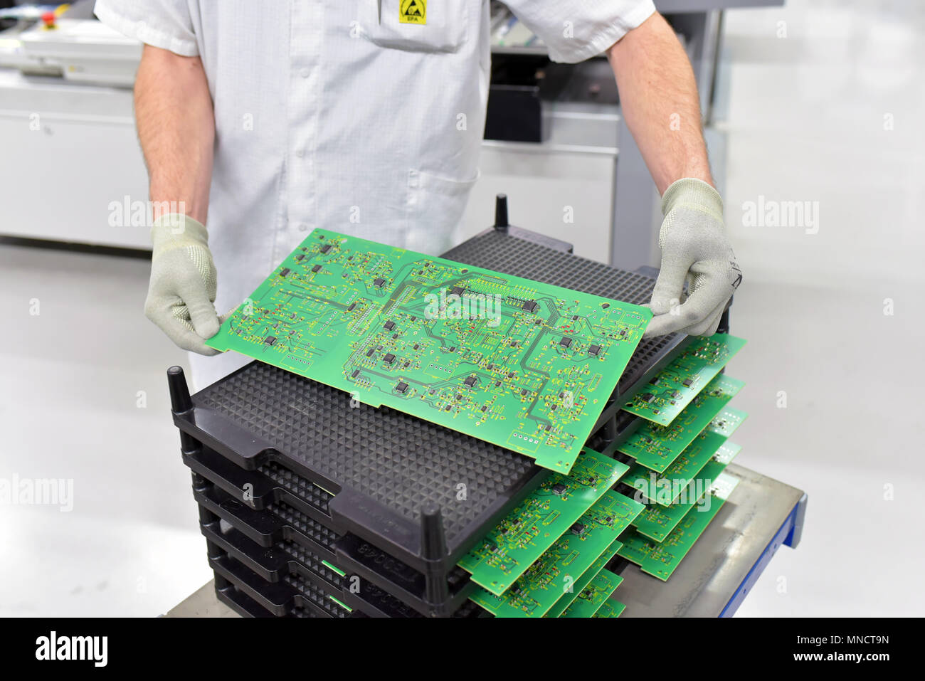 industrial factory for assembly of microelectronics - detail of ...