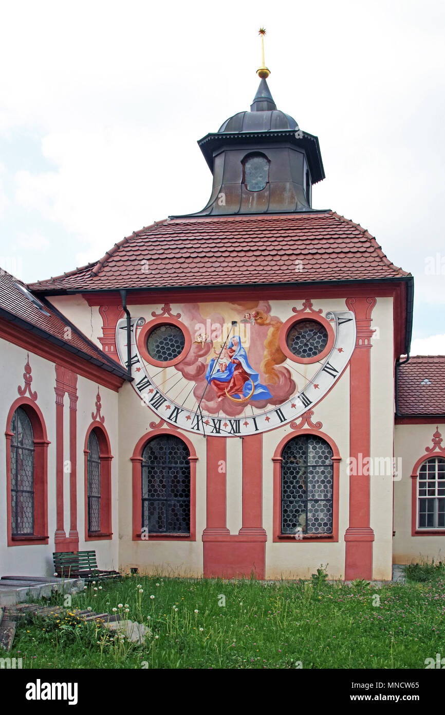 Sundial at Anna Chapel Charterhouse Kartause Buxheim Bavaria Germany Europe Stock Photo